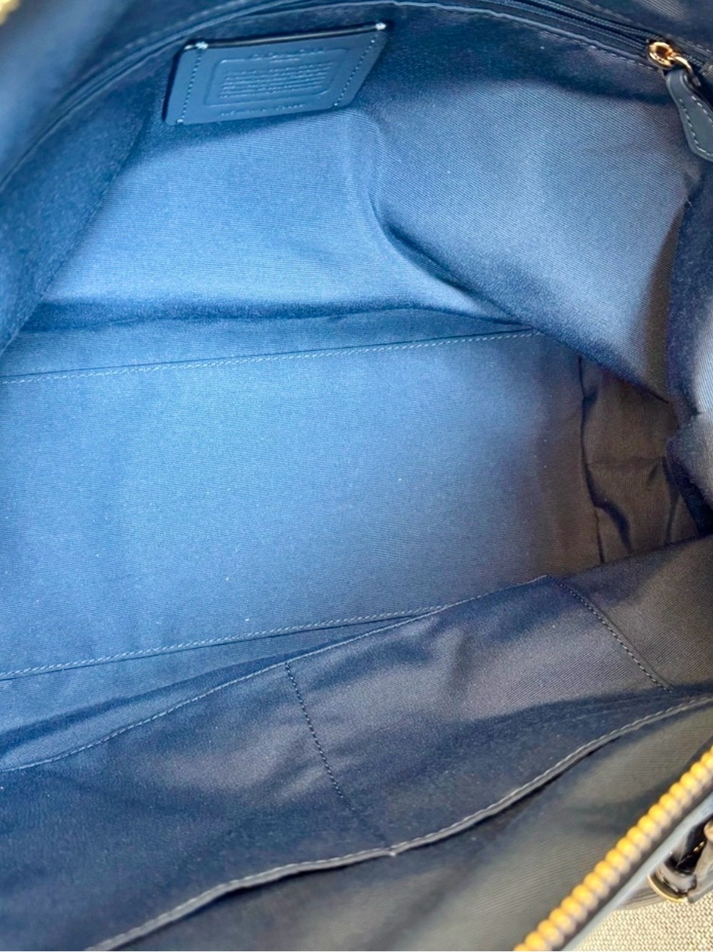 Coach Pebbled Leather Satchel - Navy with Gold Hardware - Picture 7 of 11